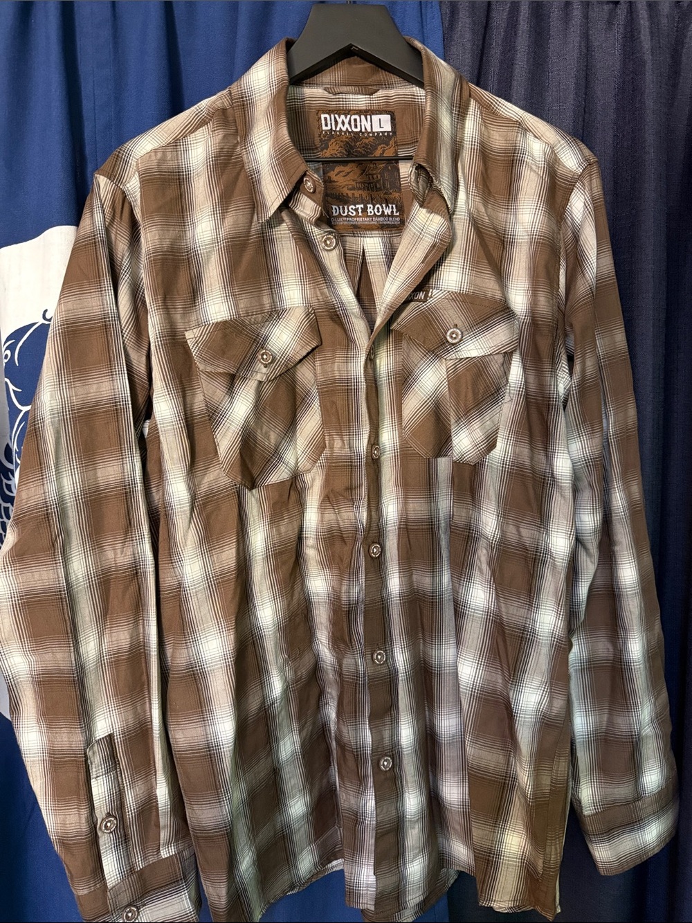 DIXXON Dust Bowl Bamboo Brown and Tan Plaid Shirt